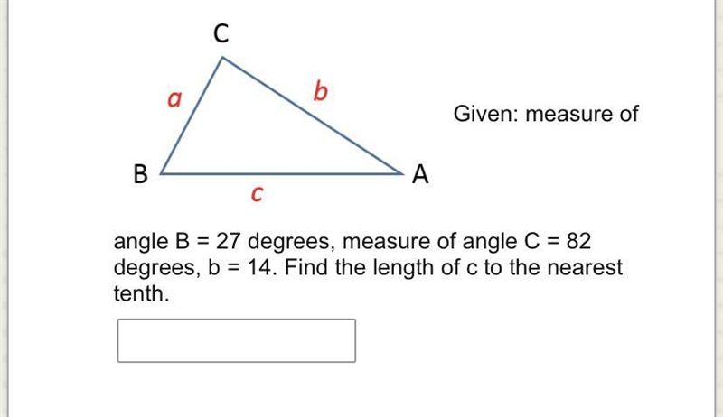 PLEASE HELP MEE. measure of angle B = 27 degrees, measure of angle C = 82 degrees-example-1