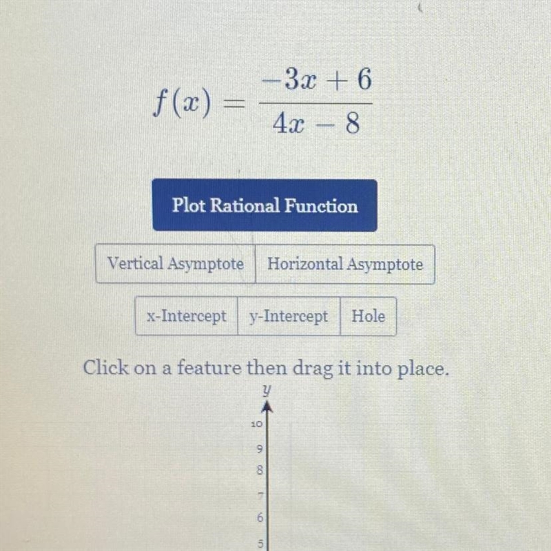 I need help! f(x)=-3x+6/4x-8-example-1