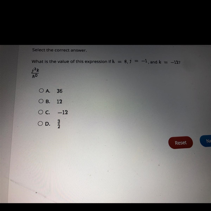 What is the value of this expression if h = 8,3 = -1, and k = –12?-example-1