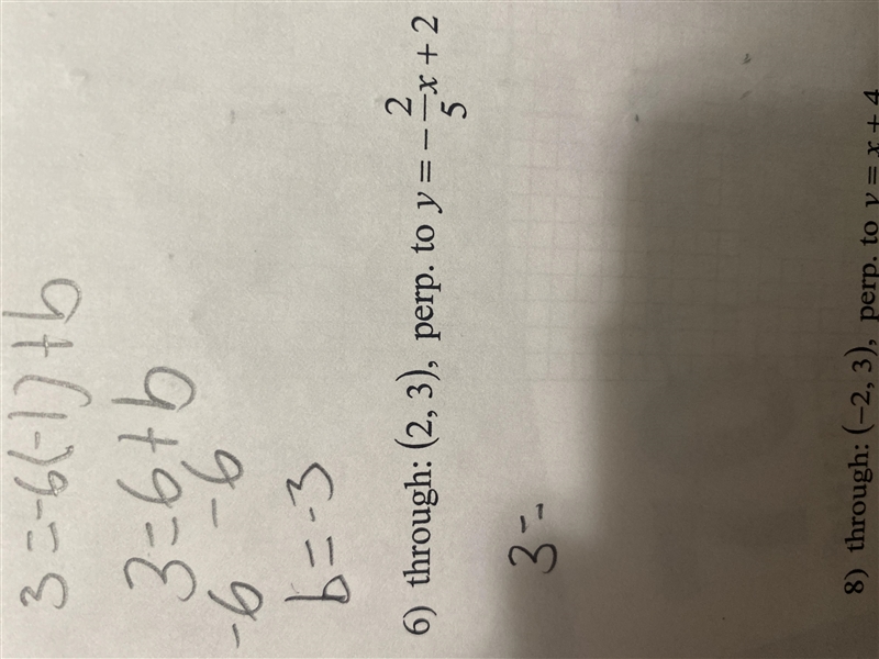 1.through:(5,-1), perp. to y=5/4x-2 2. through:(2,3). perp. to y=-2/5x+2-example-2