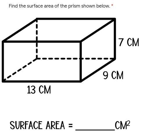 Find the surface area of the prism shown below.-example-1