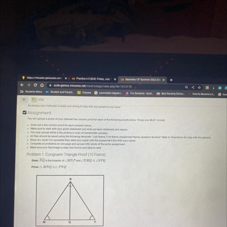 Given: NQ is the bisector of ZMNP and ZNMQ ZNPQ Prove: Δ MNQ =ΔΡΝΟ M N Q P-example-1