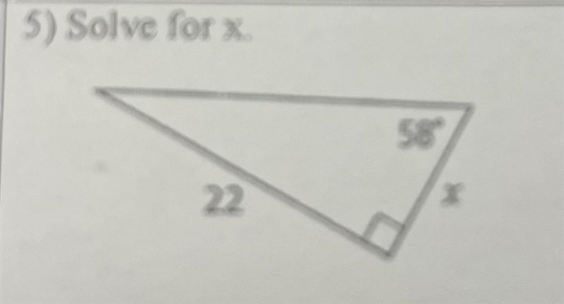 Solve for x 58° 22 X-example-1