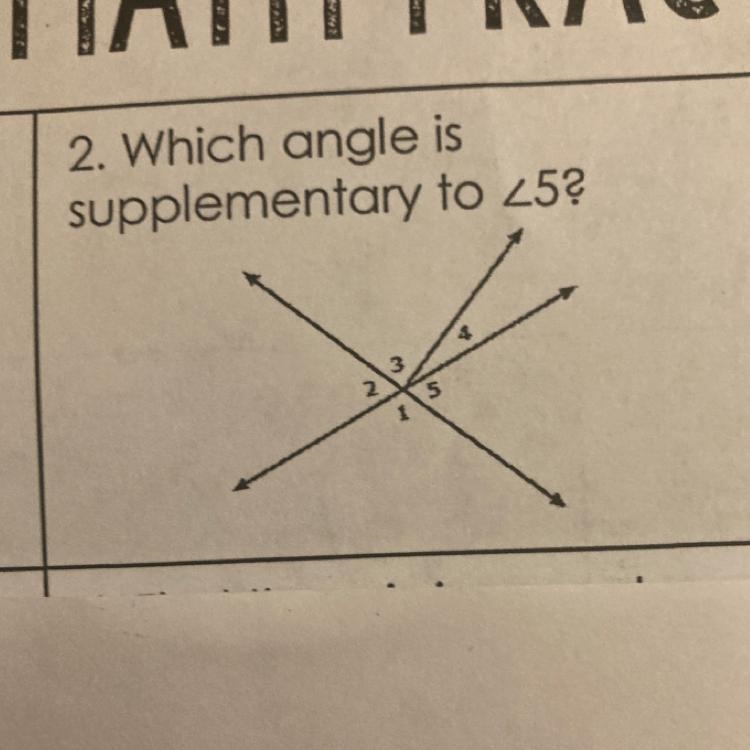 Which angle is supplementary <5 ?-example-1