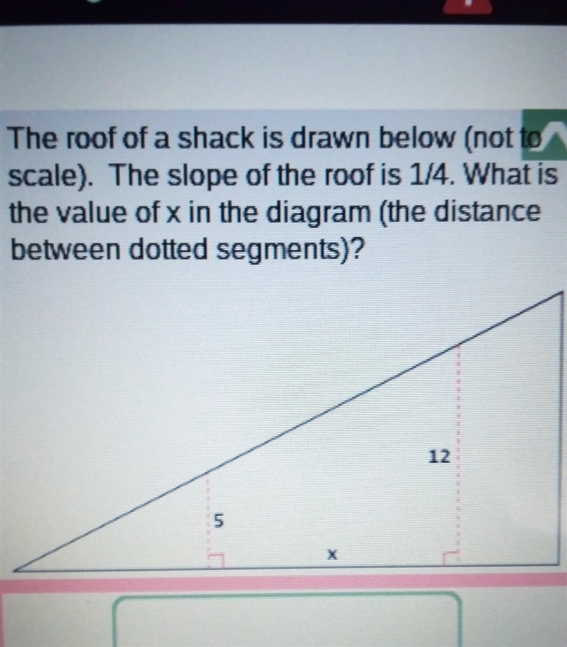 The roof of a shack has a slope of 1/4-example-1