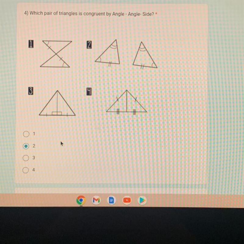 4) Which pair of triangles is congruent by Angle - Angle- Side? * A'A O-example-1