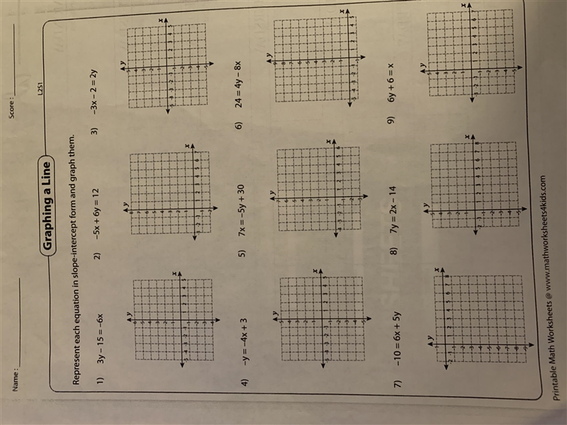 Represent each equation in slope-intercept form and graph them. (100 points)-example-1