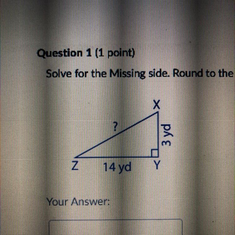 Solve for the missing side round to the nearest 10th (look at image)-example-1