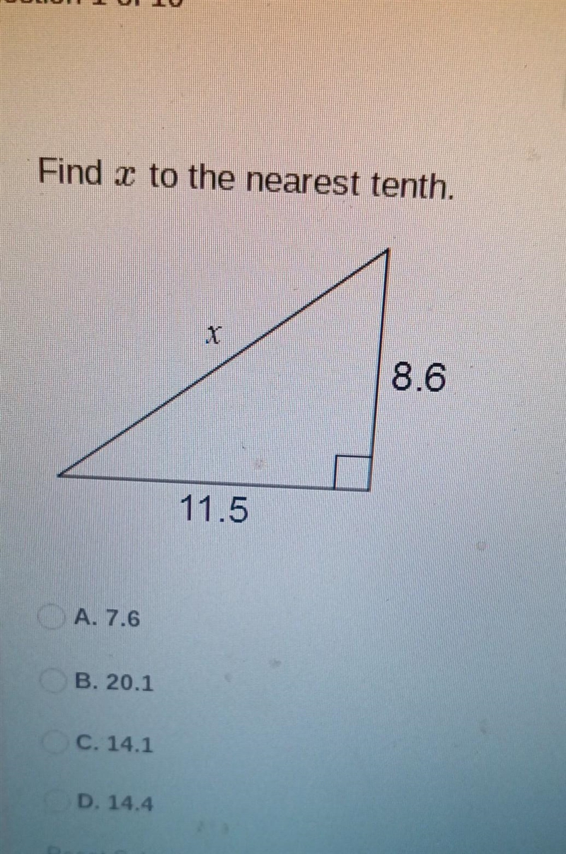 Find x to the nearest tenth ​-example-1