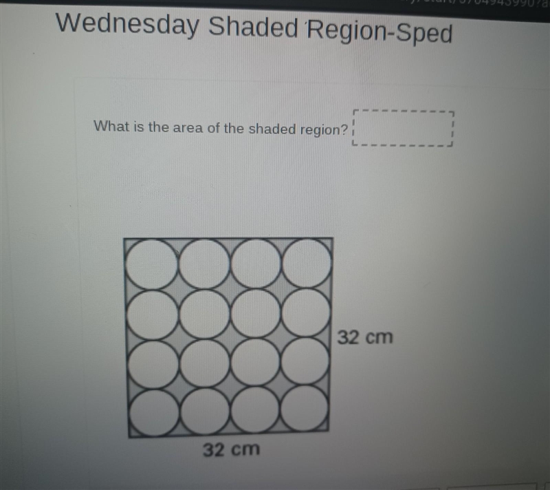 What is the area of the shaded region? 32 cm 32 cm 219.75cm * 804 24cm 1024cm #: 900cm-example-1