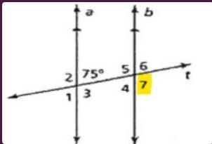 Line a is parallel to line b with transversal t. Use the figure to find the measurement-example-1