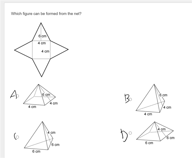 Please help me solve this ! Which figure can be formed from the net?-example-1