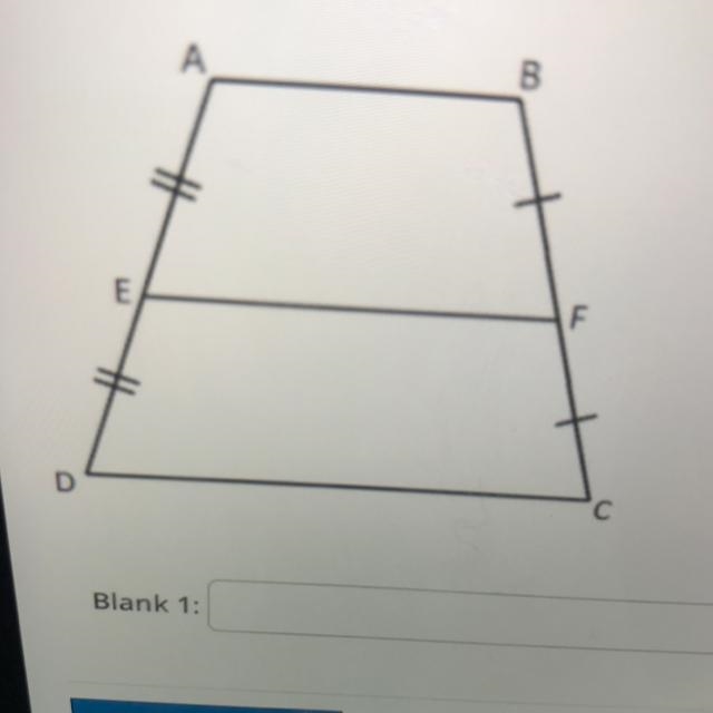 Using the trapezoid below, if angle D is 75 degrees, find the measure of angle AEF-example-1