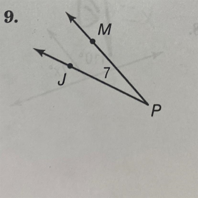 Name each angle in four ways. Then classify the angle as acute, right, obtuse,or straight-example-1