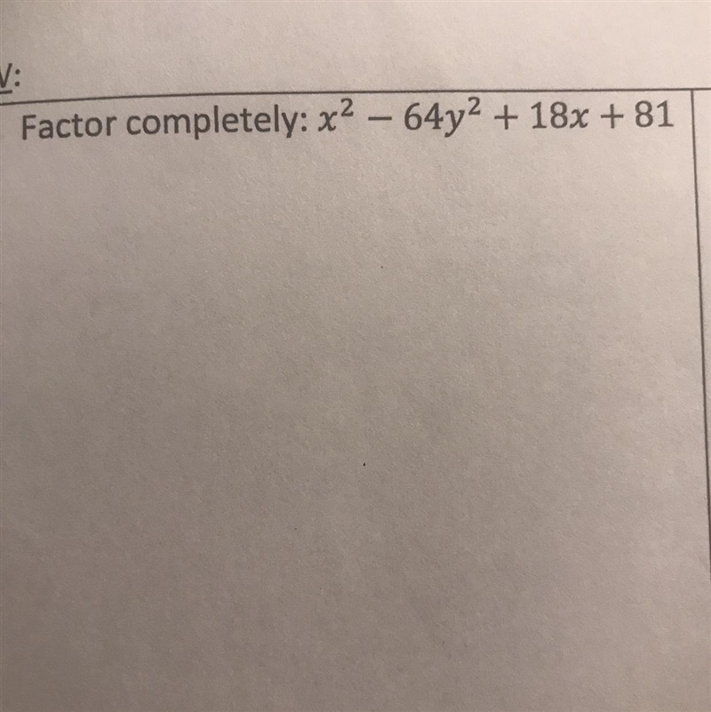 Factor completely x-64y^2+18x+81-example-1