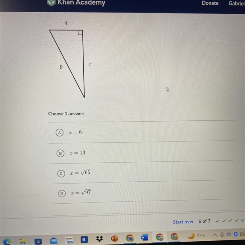 Find the value of x in the triangle shown below-example-1