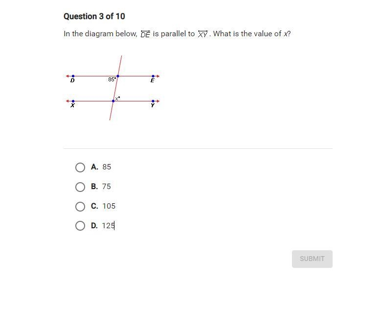 In the Diagram below? DE is parallel to XY. What is the value of x?-example-1