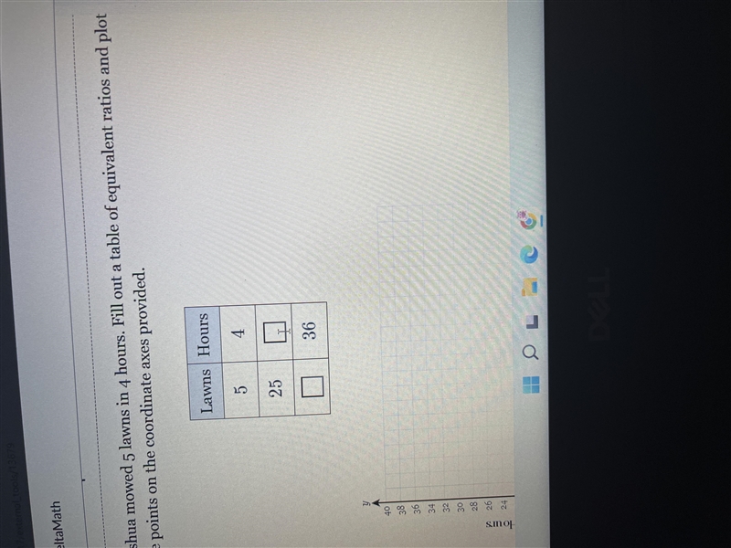 Joshua moved 5 lawns in 4 hours fill out a table if equivalent ratios-example-1