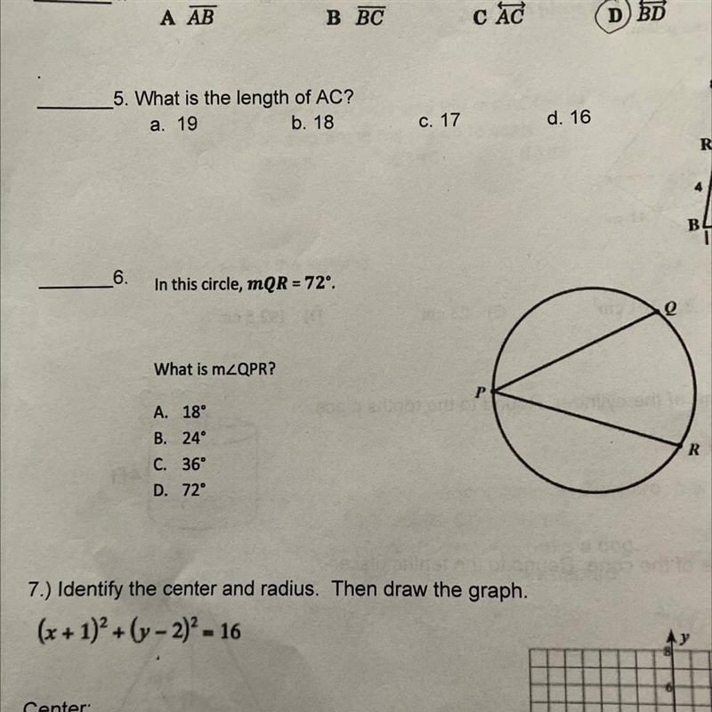 In this circle, mQR = 72 what is mQPR-example-1