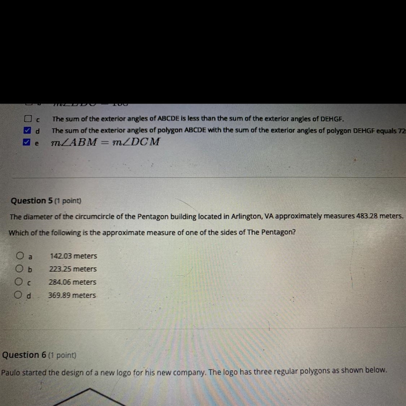 Which of the following is the approximate measure of one of the sides of the Pentagon-example-1