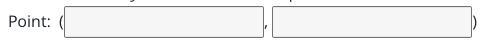 The function passes through a point, as shown. Write the x- and y- coordinates of-example-2