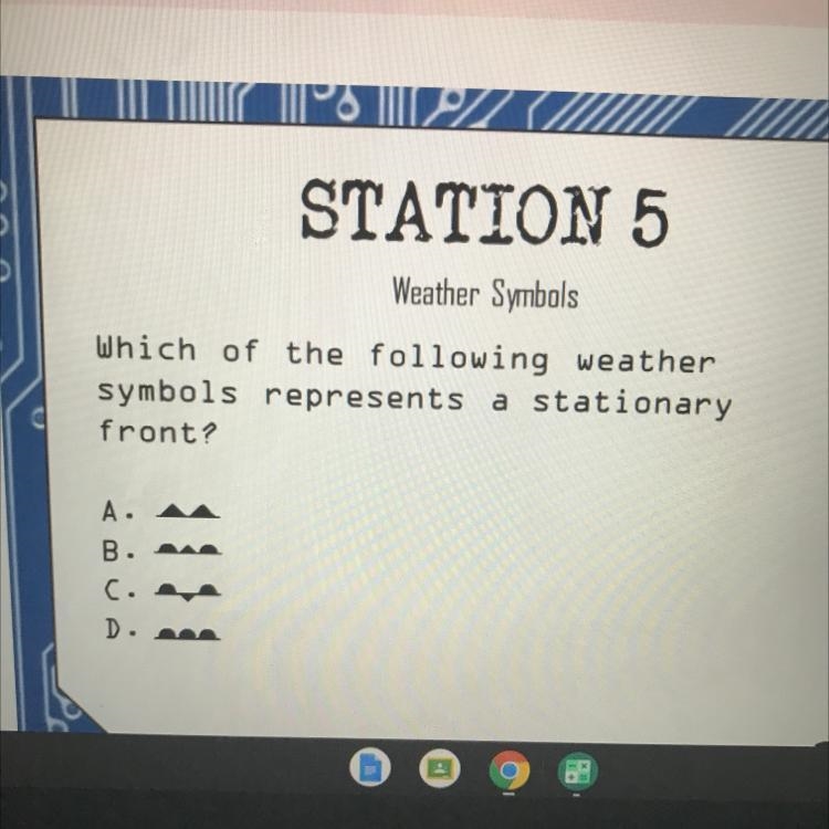 OLO STATION 5 Weather Symbols Which of the following weather symbols represents a-example-1