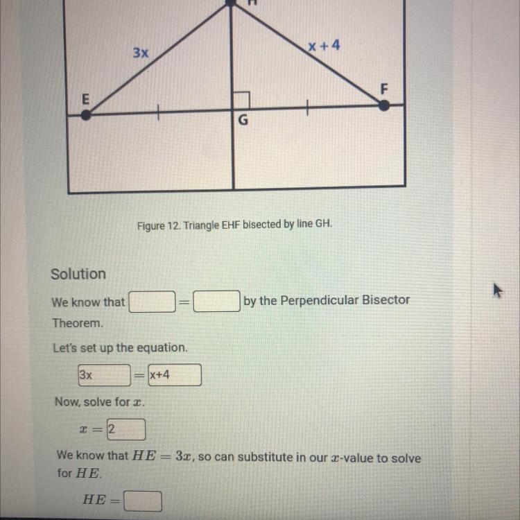 Find the Value of x and HE in the image below-example-1