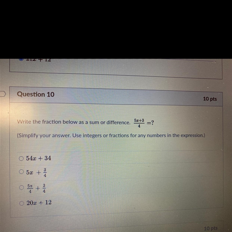 Write the fraction below as a sum or difference.-example-1