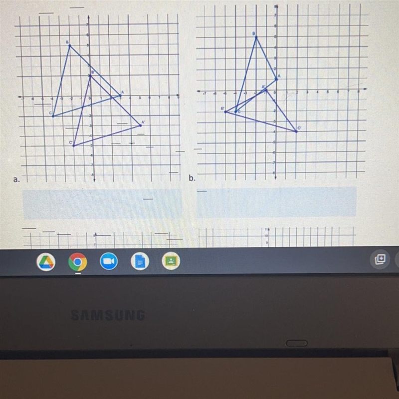 1. In the four graphs below, determine what transformation was used to transform AABC-example-1