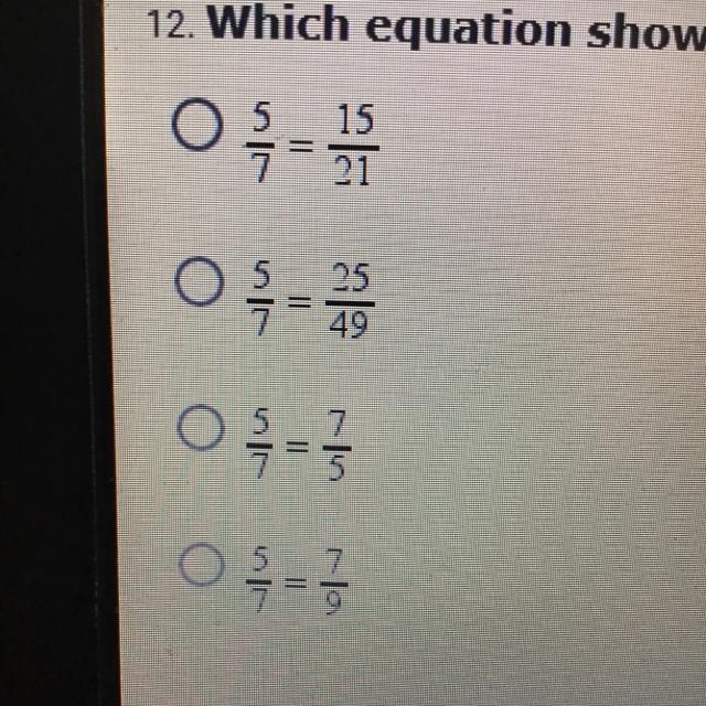 Which equation shows a true proportion-example-1