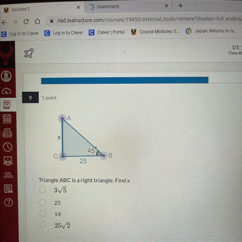 Triangle ABC is a right triangle find x-example-1