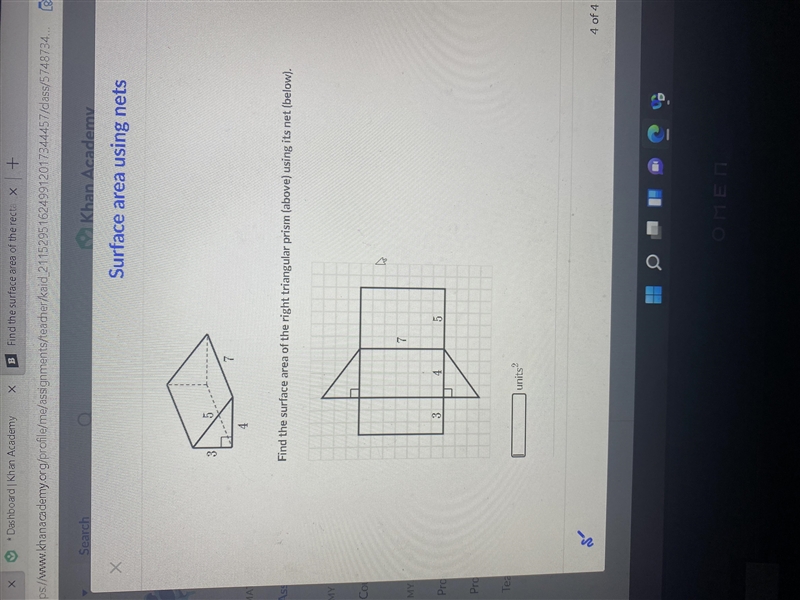 Find the surface area of the right triangular prism (above) using its net (below)-example-1