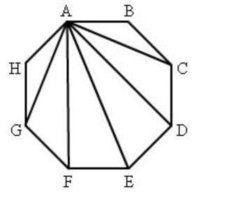 The diagram shows a regular octagon. Dennis drew diagonals from vertex A to all other-example-1