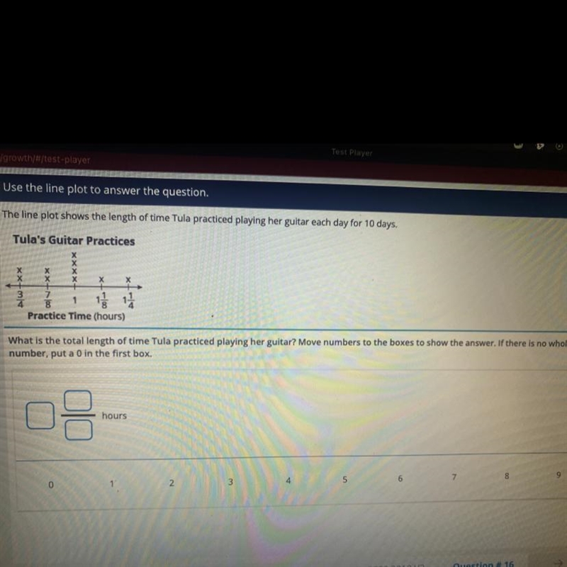 Use the line plot to answer the question. The line plot shows the length of time Tula-example-1