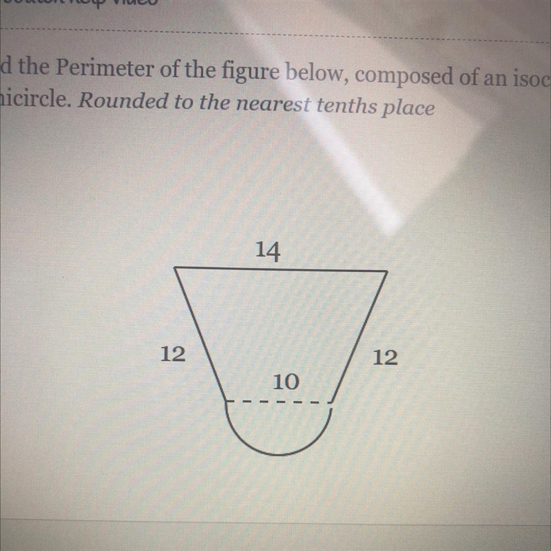 Find the Peronist of the figure below, composed of an isoceles trapezoid and one semicircle-example-1