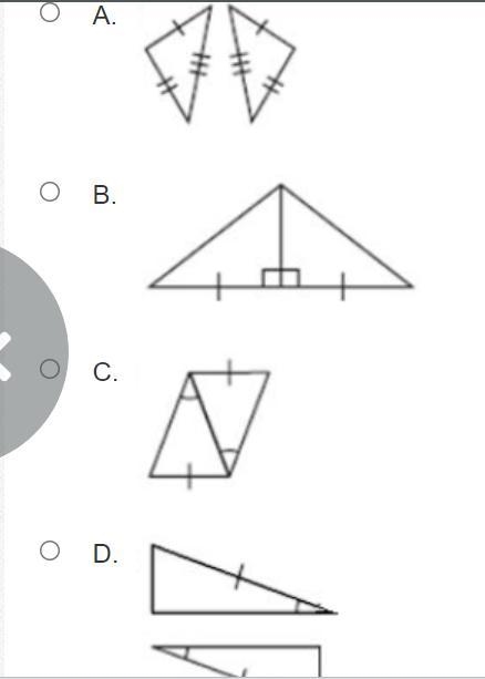 Which pair of triangles can be proved congruent by SAS?-example-1