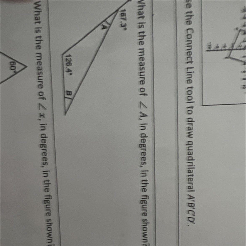 What is the measure A in degree, in figure shown-example-1