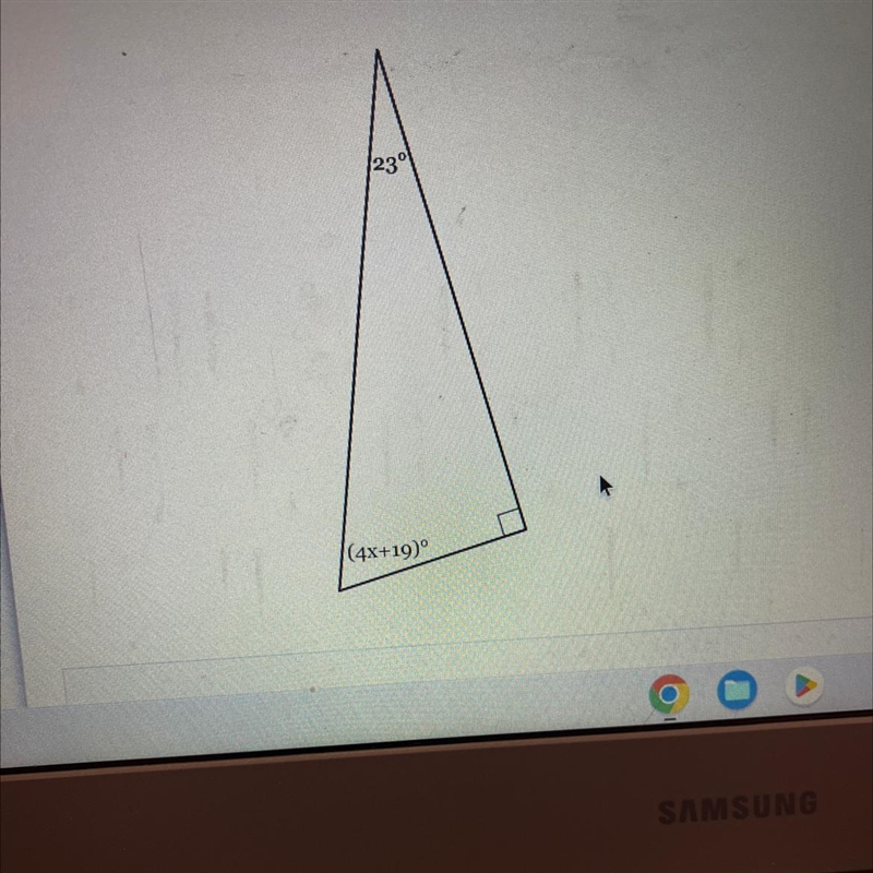 The measures of the angles of a triangle are shown in the figure below. Solve for-example-1