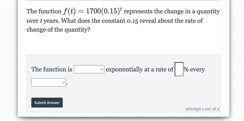 What does the constant 0.15 reveal about the rate of change of the quantity?-example-1