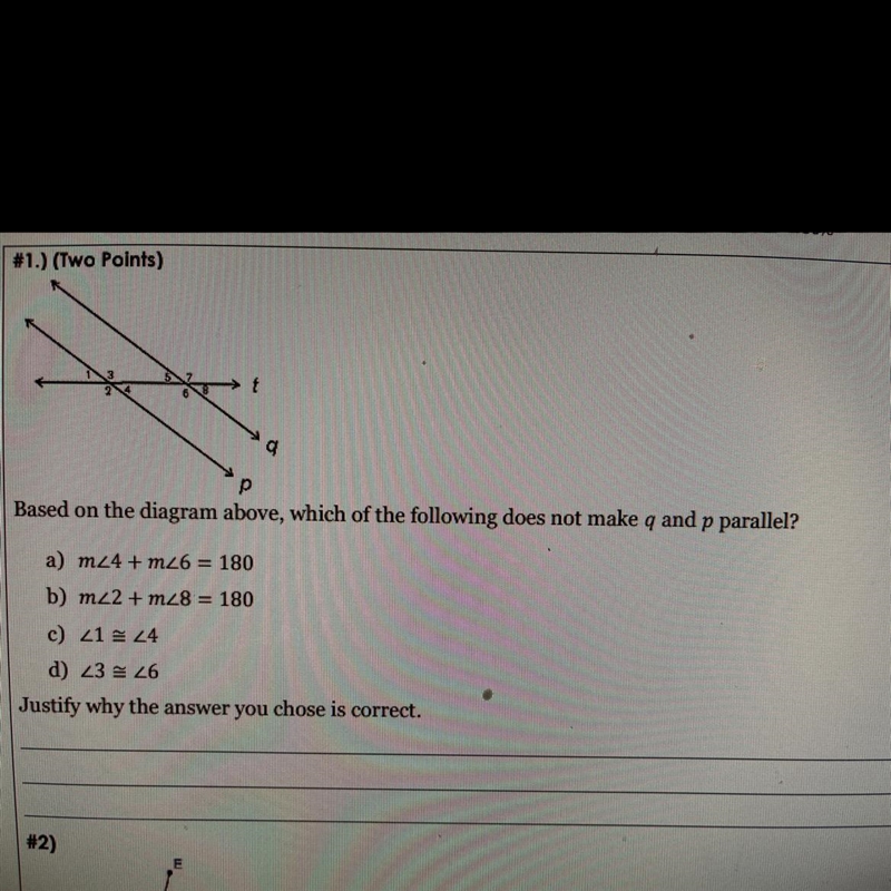 Based on the diagram above, which of the following does not make q and parallel-example-1