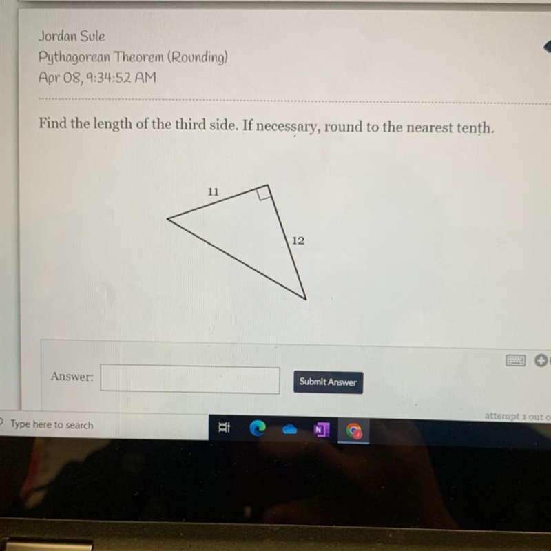 Find the length of the third side. If necessary, round to the nearest tenth.-example-1