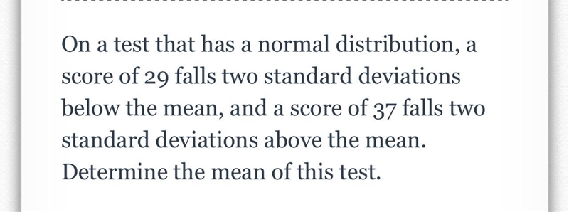 Find the Mean given Normal Curve Values-example-1