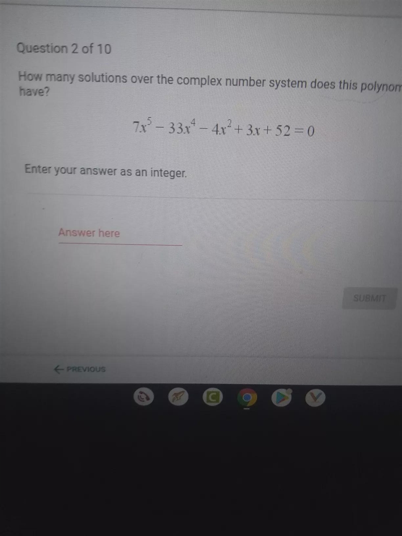 How many solutions over the complex number system does this polynomial have? 7.45 – 33x-example-1