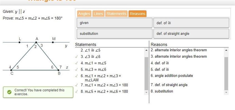 Proving the Sum of the Interior Angle Measures of a Triangle Is 180°-example-2