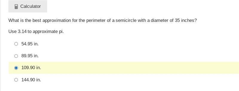 What is the best approximation for the perimeter of a semicircle with a diameter of-example-1