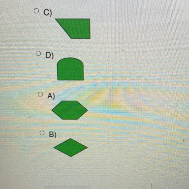 Which of the following figures has exactly 1 line of symmetry?-example-1