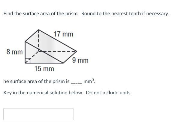 Find the surface area of the prism. Round to the nearest tenth if necessary.-example-1