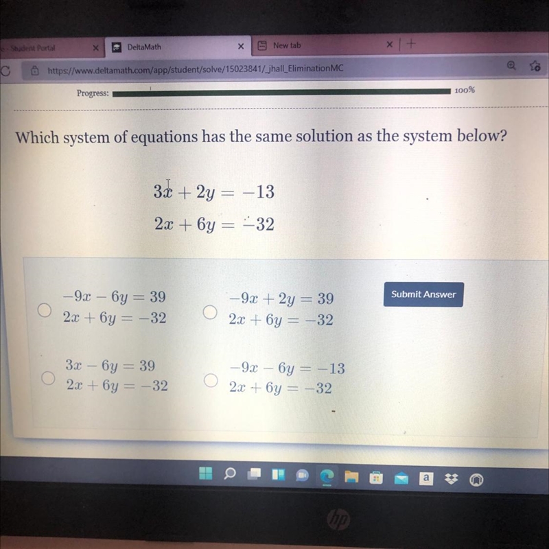 Which system of equations has the same solution as the system below? 3 + 2y = -13 2x-example-1