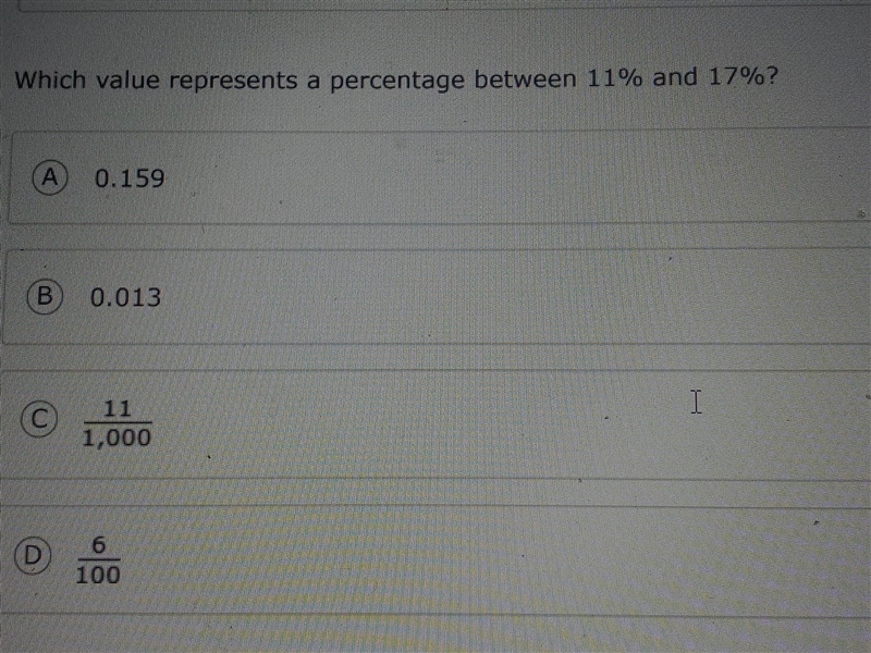 Which value represents between 11% and 17%?​-example-1