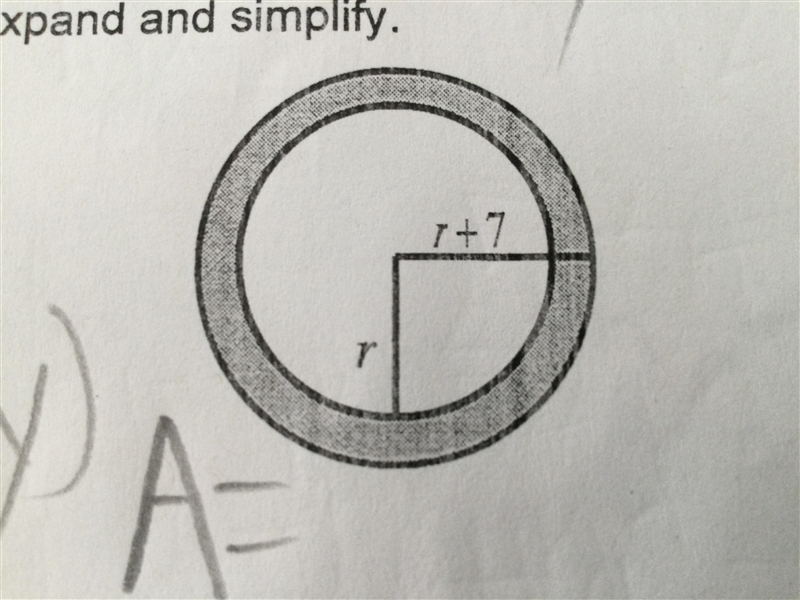 Guys, can you please help me write an expression for shaded circle and please expand-example-1